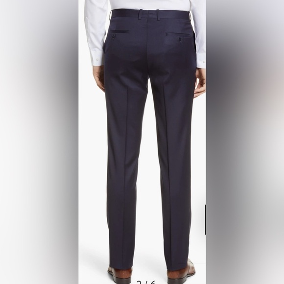 PETER MILLAR HARKER FLAT FRONT SOLID STRETCH WOOL NAVY DRESS UNHEMMED PANTS 42R - Picture 3 of 10